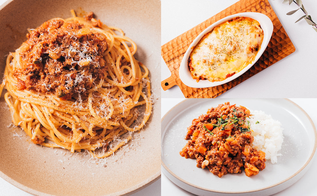 SN3でつくる「ボローニャ風のラグーソース」からの【ドリア＆パスタ＆キーマカレー】